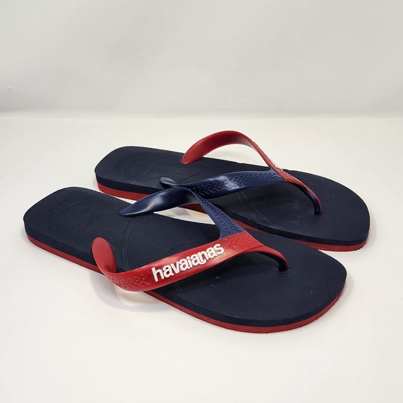 Havaianas Mens Red Blue Thong Flip Flops Sandals Slip On Size 13 EU 47 / 48 - Picture 1 of 6